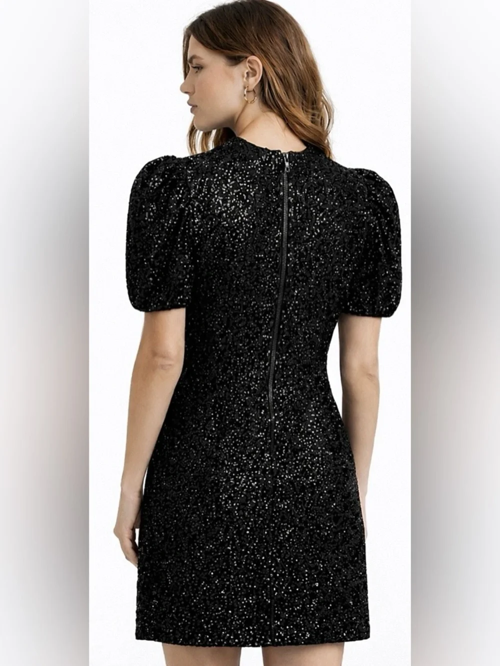 Joie‎ Black Sequin Mini Dress Puff Sleeve Party Cocktail NWOT